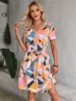 Rochie Scurta Roselin cu Print Geometric
