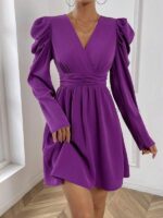 Rochie Scurta Minka Mov cu Maneci Bufante