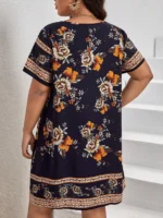 Rochie Scurta Cameo Bleumarin - Marimi Mari - imagine 2