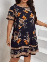 Rochie Scurta Cameo Bleumarin - Marimi Mari - imagine 4