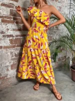 Rochie Lunga Amos Galbena - imagine 3