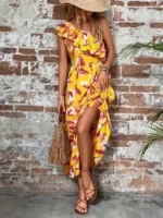 Rochie Lunga Amos Galbena - imagine 5