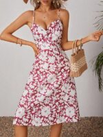 Rochie Midi Leyday Rosie cu Flori Albe - imagine 4