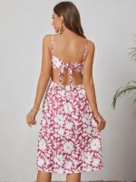 Rochie Midi Leyday Rosie cu Flori Albe - imagine 2