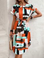 Rochie Midi Calma cu Imprimeu Multicolor