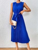 Rochie Midi Kaia Albastra Plisata - imagine 4