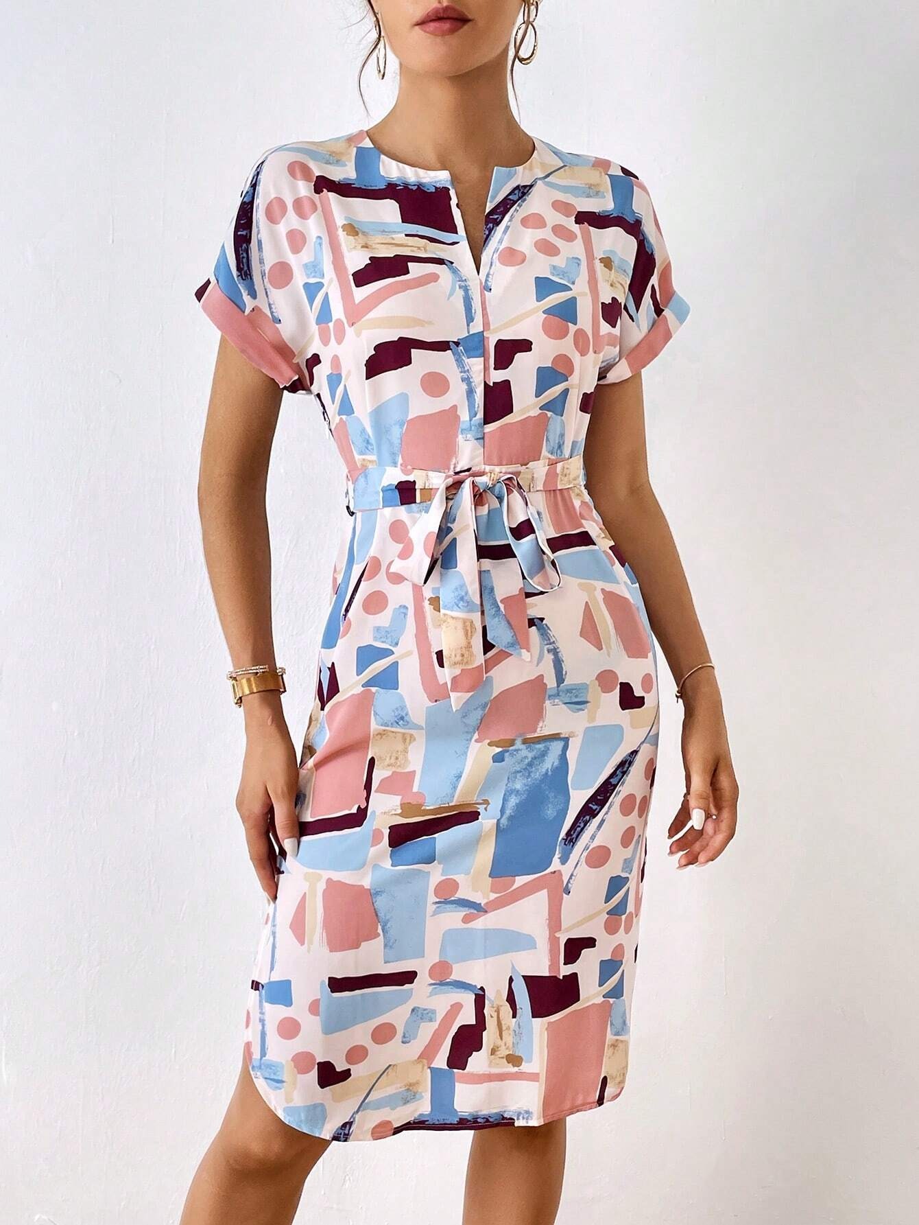 255 Rochie Midi Filomera cu Imprimeu Geometric - imagine 1