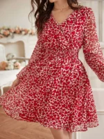 Rochie Scurta Regina Alba cu Print Rosu