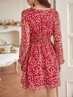 Rochie Scurta Regina Alba cu Print Rosu - imagine 2