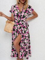 Rochie Midi Laslie Neagra cu Flori