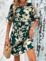 Rochie Scurta Zeta Verde cu Flori