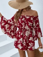 Salopeta Scurta Fannie Rosie cu Print Alb