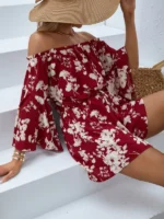 Salopeta Scurta Fannie Rosie cu Print Alb - imagine 3