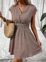 Rochie Scurta Tomas Roz cu Model Geometric - imagine 3