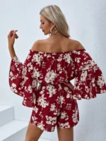 Salopeta Scurta Fannie Rosie cu Print Alb - imagine 2