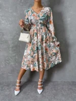 Rochie Midi Samirah cu Model Multicolor Floral