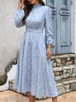 Rochie Midi Milda Bleu cu Buline