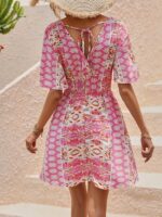Rochie Scurta Torvi Roz Inflorata - imagine 3