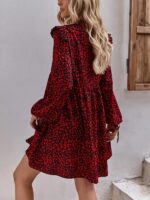 Rochie Scurta Carmela Neagra cu Model Rosu - imagine 2