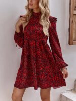 Rochie Scurta Carmela Neagra cu Model Rosu