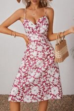 Rochie Midi Leyday Rosie cu Flori Albe