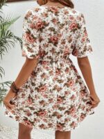 Rochie Scurta Vincent Bej Inflorata - imagine 2