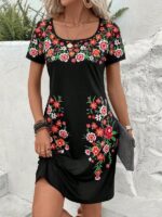 Rochie Scurta Anaia Neagra Inflorata