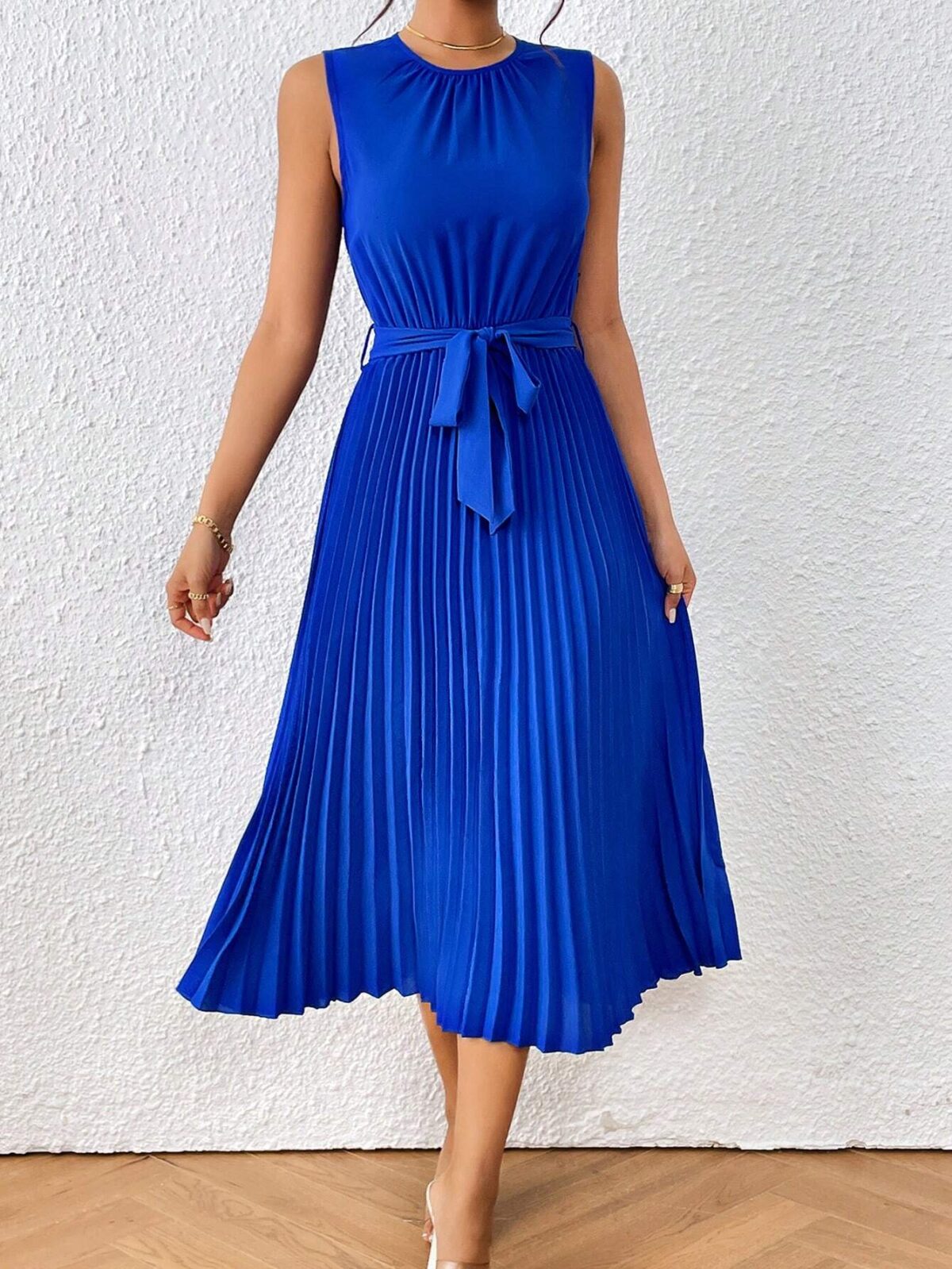 Rochie Midi Kaia Albastra Plisata