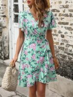 Rochie Scurta Dorde Vernil Inflorata - imagine 3