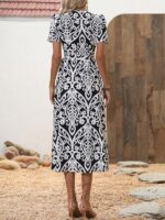 Rochie Midi Bimbo Neagra cu Print Alb - imagine 2