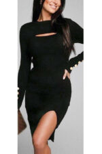 Rochie scurta usor elastica cu decupaj sus Florela Neagra - imagine 2