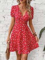 Rochie Scurta Jemy Rosie cu Print Floral Alb - imagine 4