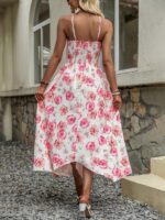 Rochie Midi Jesica Alba cu Print Floral Roz - imagine 2