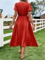 Rochie Midi Piculina Caramizie - imagine 2