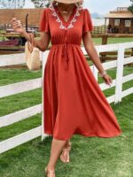 Rochie Midi Piculina Caramizie - imagine 4