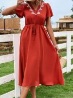 Rochie Midi Piculina Caramizie - imagine 3