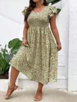 Rochie Midi Sarita Verde - Marimi Mari - imagine 4