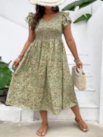 Rochie Midi Sarita Verde - Marimi Mari - imagine 3