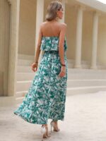 Rochie Midi Suzy Alba cu Print Turcoaz - imagine 2