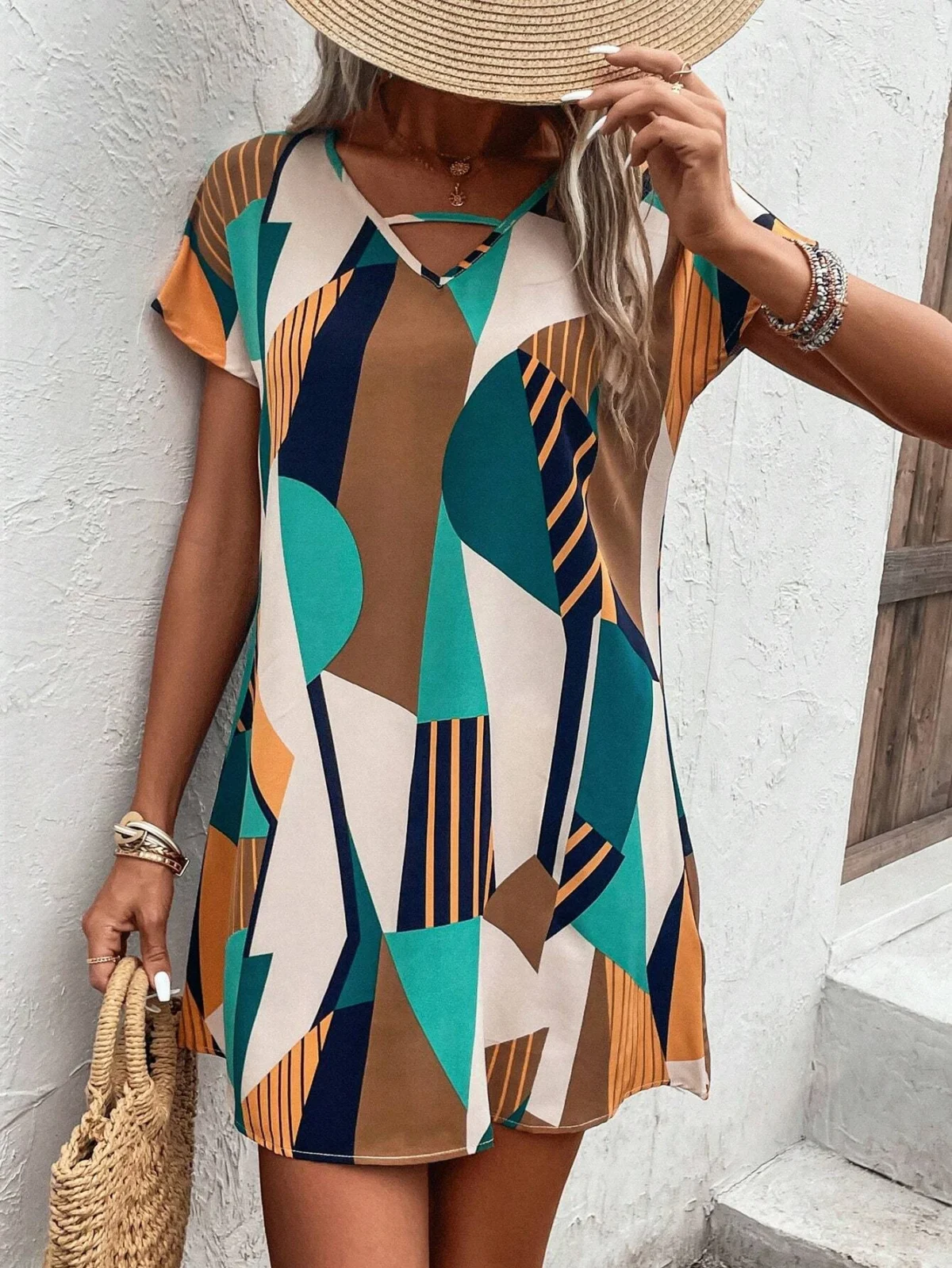 Rochie Scurta Timea Multicolora - imagine 3
