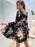 Rochie Midi Mikki Neagra Inflorata - imagine 2