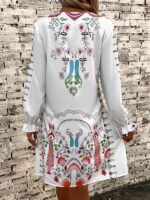 Rochie Scurta Thales Alba cu Print Floral - imagine 2