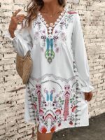 Rochie Scurta Thales Alba cu Print Floral - imagine 3