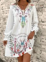 Rochie Scurta Thales Alba cu Print Floral
