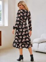 Rochie Midi Hakki Neagra Inflorata - imagine 2
