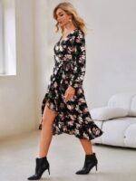 Rochie Midi Hakki Neagra Inflorata - imagine 4