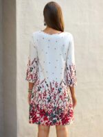 Rochie Midi Aapro Alba cu Model Floral - imagine 2