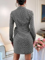 Rochie Midi Marsa cu Print Alb-Negru - imagine 2