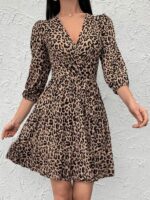 Rochie Midi Rosett Print Leopard - imagine 3