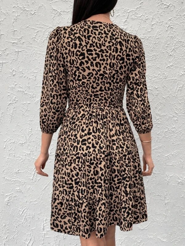 330 Rochie Midi Rosett Print Leopard - imagine 2